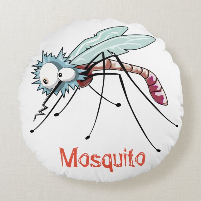 Mosquito cartoon rund kudde (Framsidan)