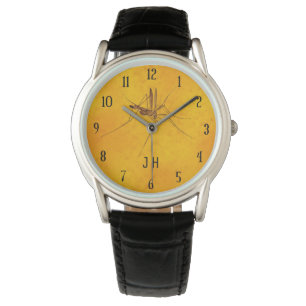 Mosquito i Amber Sap Fossil Replica Monogrammed Armbandsur