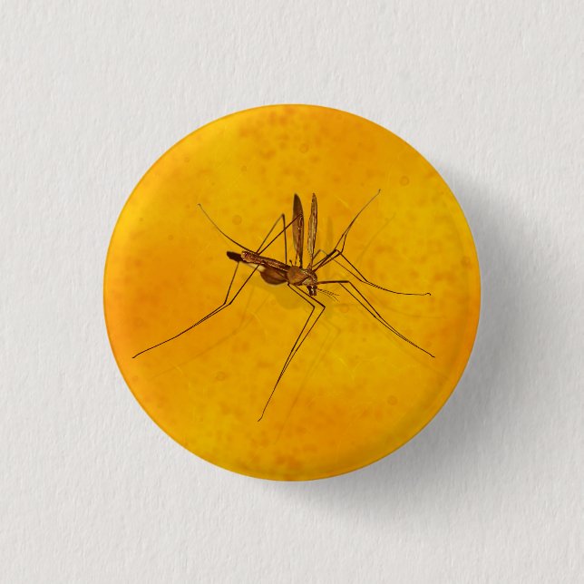 Mosquito i Amber Sap Fossil Replica Prehistorisk Knapp (Framsida)