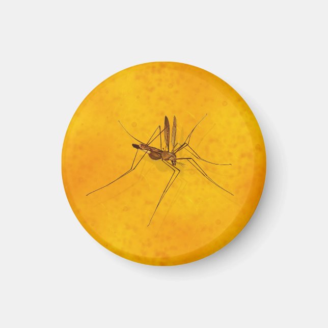 Mosquito in Amber Sap Fossil Replica Prehistorisk Magnet (Framsidan)