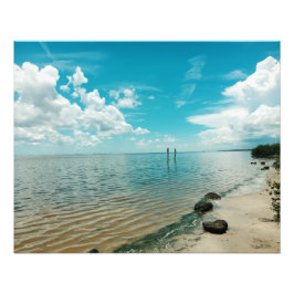 Mosquito Lagoon Florida Vatten Blå himmel Fototryck