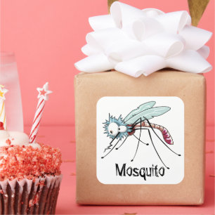 Mosquito tecknad mosquito fyrkantigt klistermärke