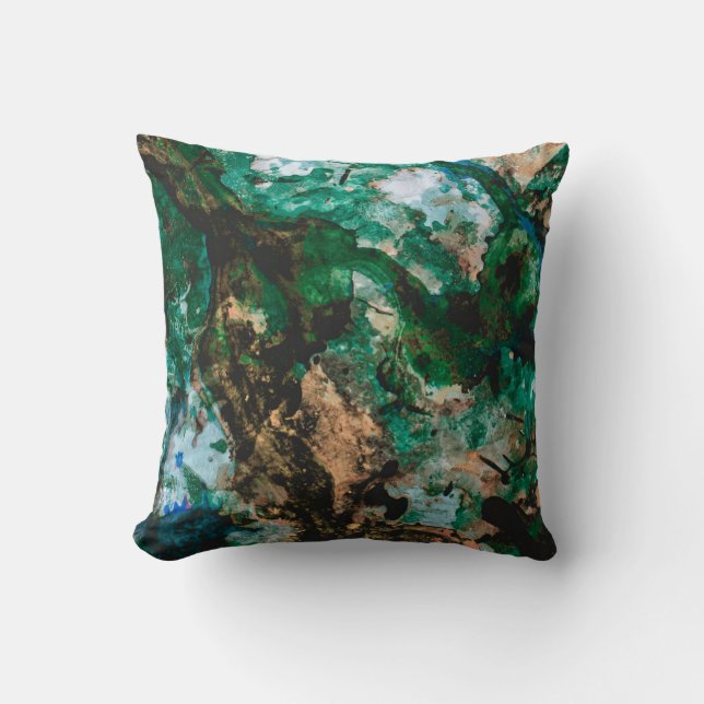 Moss Agate Grönt Crystal Geode Abstrakt Kudde (Framsida)
