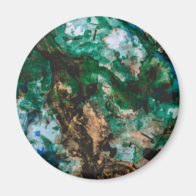 Moss Agate Grönt Crystal Geode Abstrakt Magnet (Framsidan)
