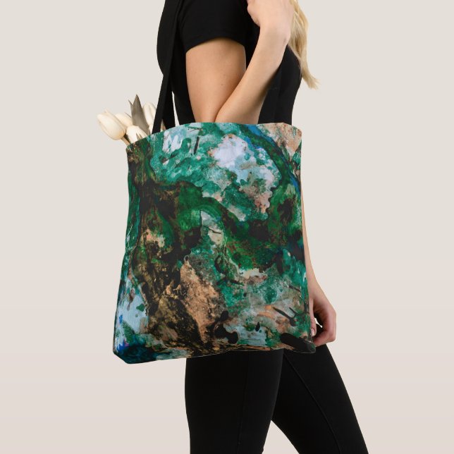 Moss Agate Grönt Crystal Geode Abstrakt Tygkasse (Närbild)