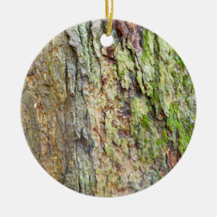 Moss-Covered Träd Bark Julgransprydnad Keramik