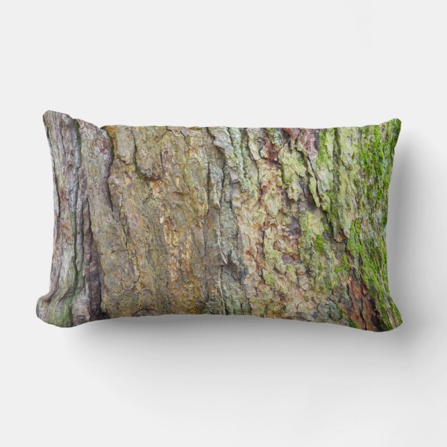 Moss-Covered Träd Bark Lumbarkudde (Framsida)