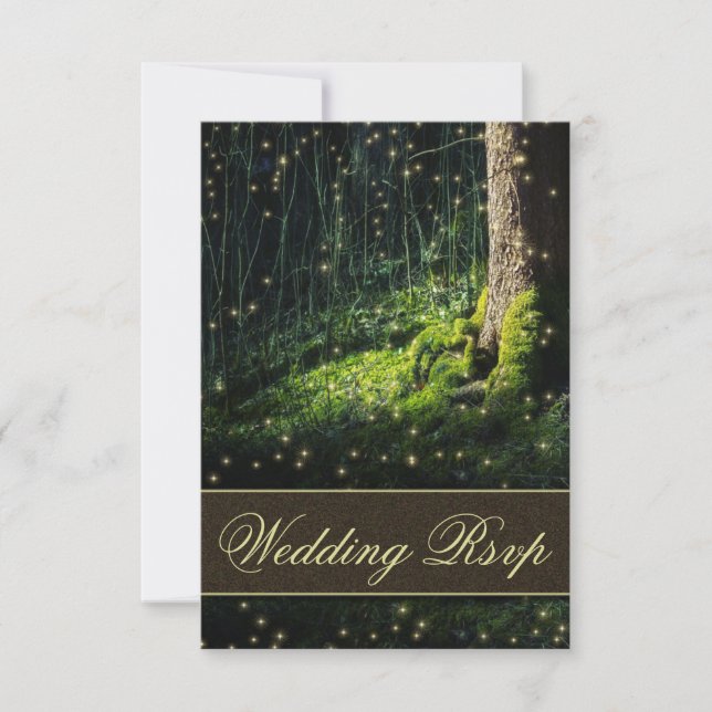 Moss Enchanted Forest Firefly Bröllop OSA Card Kort (Framsida)