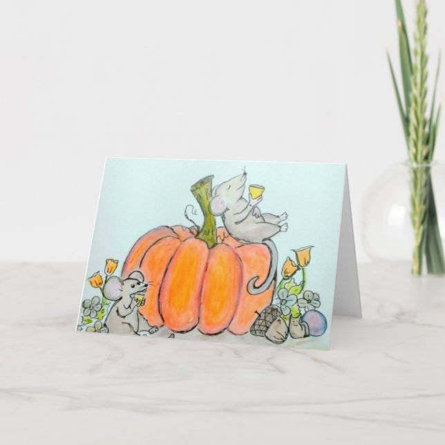 Möss för skördhappy thanksgiving- eller höstkort helgkort (Framsida)