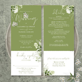 Moss Green Botanical Greenery All In One Wedding Inbjudningar