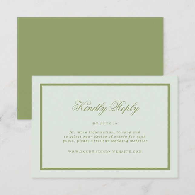 Moss Green Estate Online RSVP Card Tilläggskort (Fram/baksida)