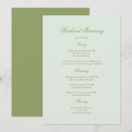 Moss Green Estate Wedding Itinerary Card Inbjudningar