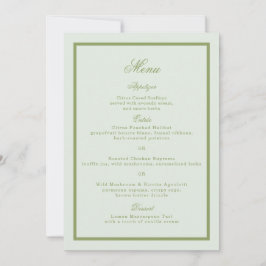 Moss Green Estate Wedding Menu Card Inbjudningar