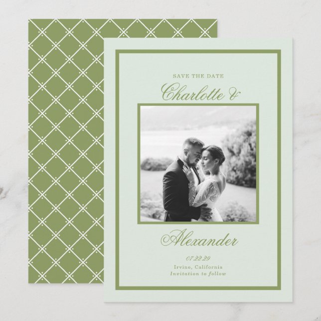 Moss Green Estate Wedding Save the Date Inbjudningar (Fram/baksida)