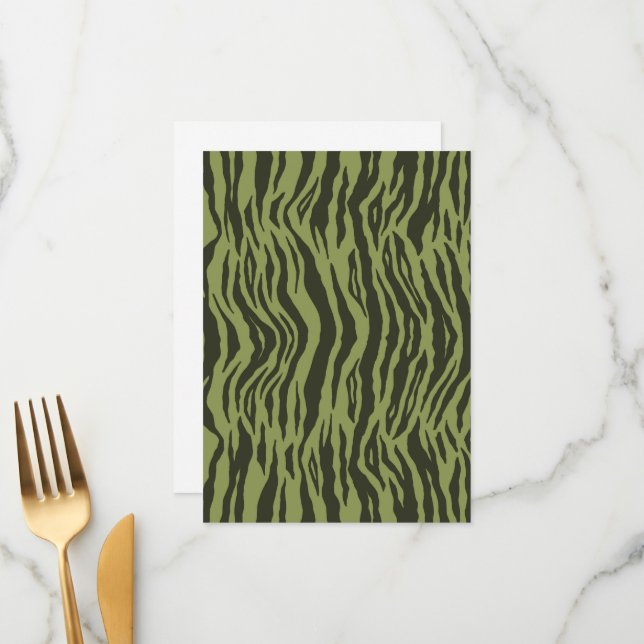 Moss Green Glamorous Tiger Stripes Animal Print Meny (Fram/Back In Situ)