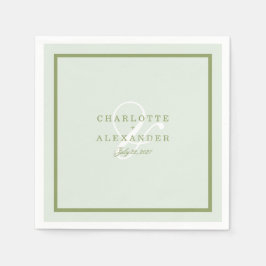 Moss Green Monogram Wedding Napkin Pappersservett