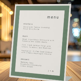 Moss Green wedding menu Pedestal Sign