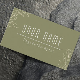Moss Grön Enkel Elegant Psykoterapeut Terapi Visitkort