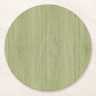 Moss Grönt Bamboo Wood Grain look Underlägg Papper Rund