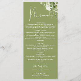 Moss Grönt Blommigt Greenery Monogram Bröllop Midd Meny