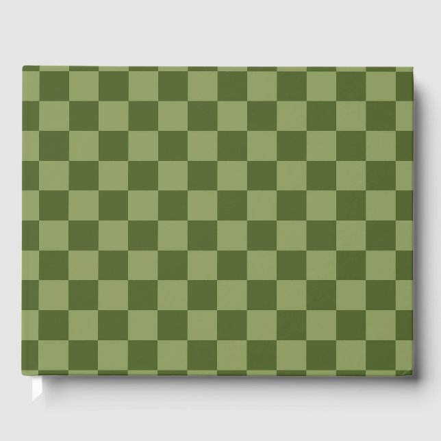 Moss Grönt Checkerboard Gästböcker (Framsida)