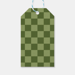 Moss Grönt Checkerboard Presentetikett