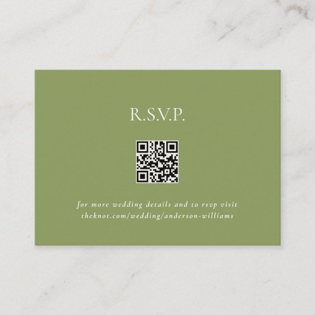 Moss Grönt Contemporary QR-kod Bröllop OSA II Tilläggskort (Framsida)