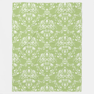 Moss Grönt Damask Fleecefilt