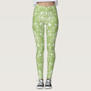 Moss Grönt Damask Leggings