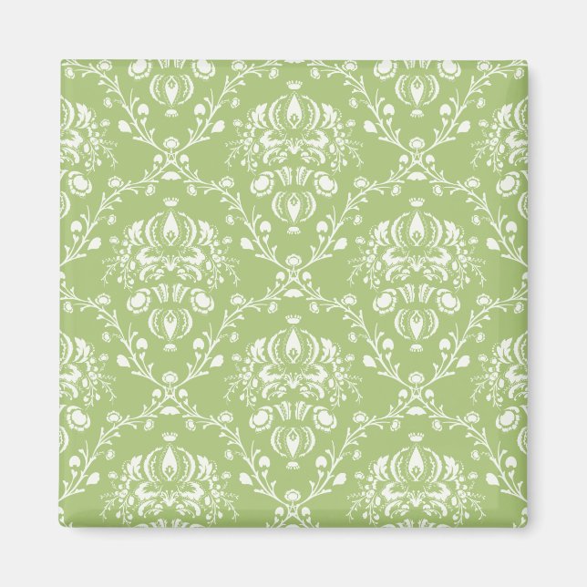 Moss Grönt Damask Magnet (Framsidan)
