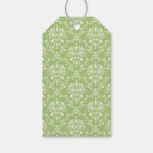 Moss Grönt Damask Presentetikett