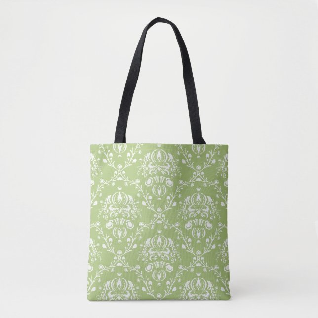 Moss Grönt Damask Tygkasse (Framsida)