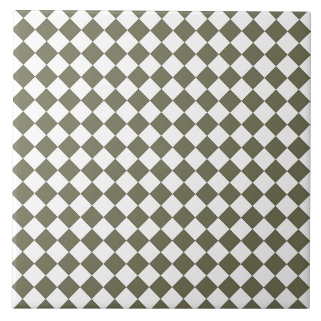 Moss Grönt Diamond Check mönster Kakelplatta (Framsidan)