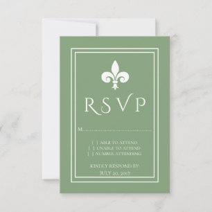 Moss Grönt Fleur de Lis Bröllop OSA Card Kort