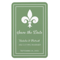Moss Grönt Fleur de Lis Spara datum magneter