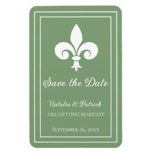Moss Grönt Fleur de Lis Spara datum magneter
