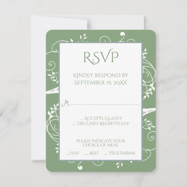Moss Grönt Flourish Bröllop OSA Card Kort (Framsida)