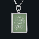 Moss Grönt Flourish Necklace Sterling Silver Halsband<br><div class="desc">Anpassa en unik gåva till dina brudar med en Moss Grönt Flourish Necklace. Necklace-designen har en elegant som är lugn och smidig med motsvarande färgad bakgrund. Anpassa med brudgummens namn för en omhuldad påminnelse om din stora dag. Ytterligare bröllop-förråd finns även med den här utformningen.</div>