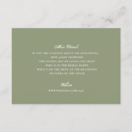 Moss Grönt Formal Classic Elegant bröllop Tilläggskort