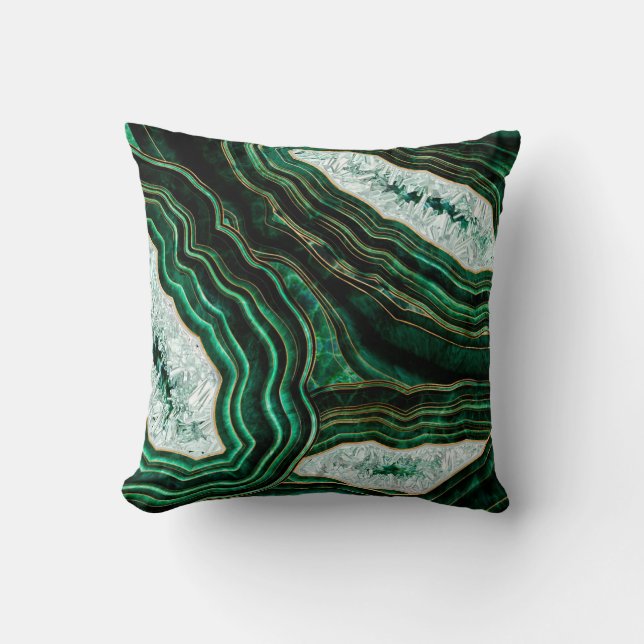 Moss Grönt Geode och Crystals Digital Art Kudde (Framsida)