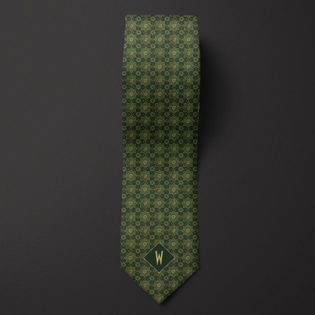 Moss Grönt Geometric Mandala Monogram Slips (Skapare uppladdad)