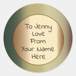 Moss Grönt Gräns med Lemon Center Gift-etikett Runt Klistermärke