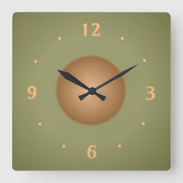 Moss Grönt med Tan Center Plain Kitchen Clock Fyrkantig Klocka