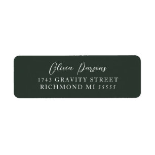Moss Grönt Modern Elegant Scripted Address Label Returadress Etikett