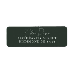Moss Grönt Modern Minimally Scripted Address Label Returadress Etikett
