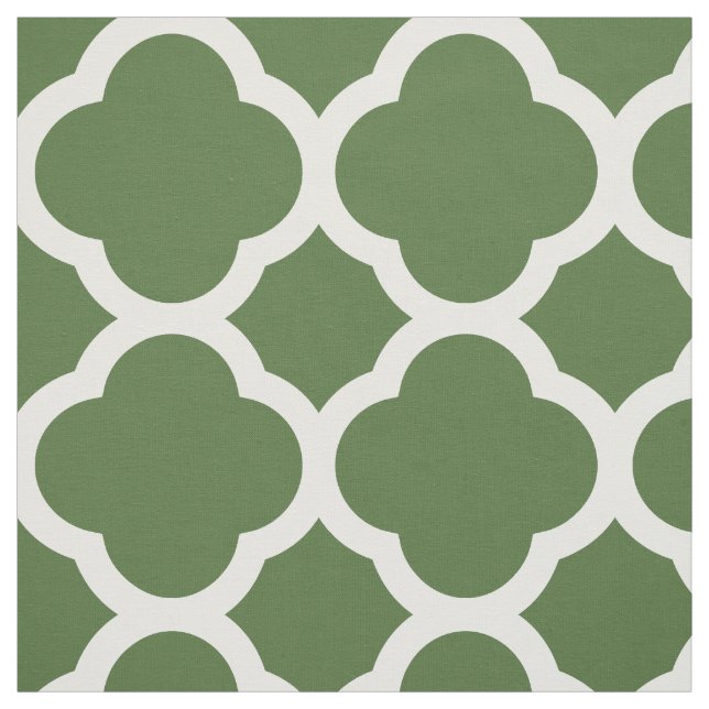 Moss Grönt Modern Quatrefoil stor  Tyg (Provkarta)