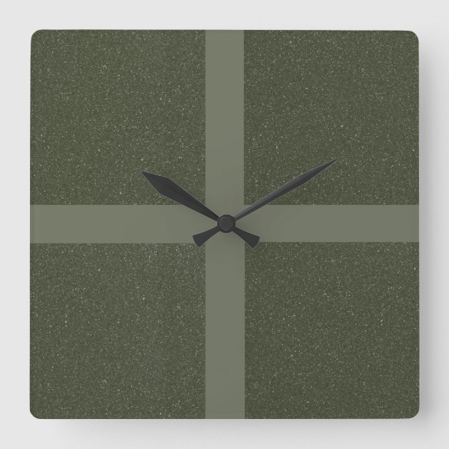 Moss Grönt Mönster Wall Clock Fyrkantig Klocka (Framsida)