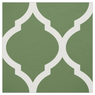 Moss Grönt Moroccan Quatrefoil Large Tyg