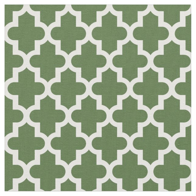 Moss Grönt Moroccan-utskrift Tyg (Närbild)