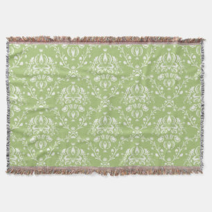 Moss Grönt och White Damask Mysfilt